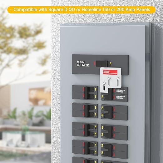 Joinfworld Generator Interlock Kit Compatible with Square D QO or Homeline 150 and 200 Amp Panels, Interlock Kit with 1 3/8 Inch Spacing Between Main and Generator Breaker