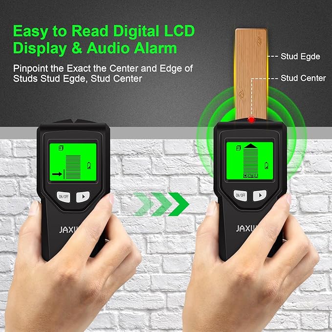 Stud Finder Wall Scanner - 5 in 1 Stud Finder Tool w/Smart Chip and HD LCD Display, Stud Detector Beam Finders for the Center and Edge of Wood AC Wire Metal Studs Joist Pipe (‎‎black Seaweed)