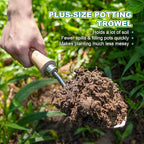 Berry&Bird Weeding Trowel, Multi- Use Hand Shovel with Serrated Blade Stainless Steel Garden Trowel Plus Size Potting Trowel with Wooden Handle for Transplanting, Digging, Measuring, Cutting Roots