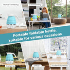 Travel Foldable Electric Kettle, 110V Collapsible Travel Kettle Electric Food Grade Silicone Portable Foldable Electric Kettles 850W Fast Boiling Water 700ml Kettle Electric Portable (Blue)