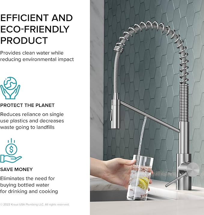 KRAUS Oletto 2-in-1 Commercial Style Pull-Down Single Handle Water Filter Kitchen Faucet for Reverse Osmosis or Water Filtration System in Spot-Free Antique Champagne Bronze, KFF-2631SFACB