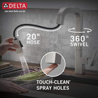 Delta Junction Brushed Nickel Kitchen Faucet with Pull Down Sprayer, Modern Single Hole Kitchen Sink Faucet, Single Handle, Spotshield Stainless 19825LF-SP