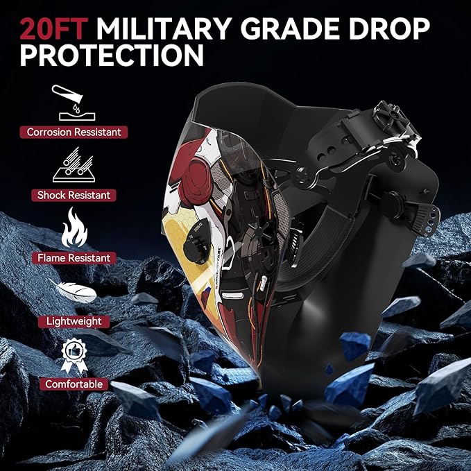 ARCCAPTAIN True Color Welding Helmet, 4 Arc Sensor Auto Darkening Welding Hood, Solar Powered Welding Mask, 1/1/1/1 Top Optical Clarity Welder Helmet, Wide Shade 4/9-13 for TIG MIG ARC, Radiant