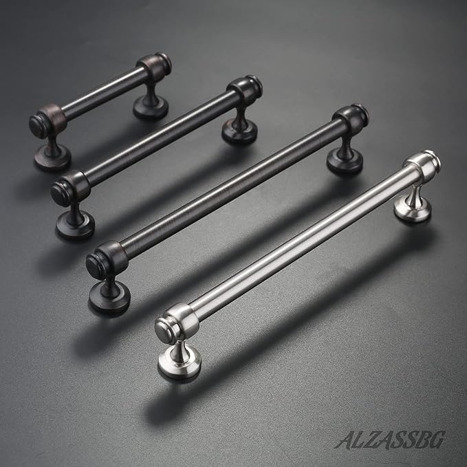 Alzassbg 5 Pack Oil Rubbed Bronze Cabinet Pulls, 10 Inch(254mm) Hole Centers Cabinet Handles Kitchen Hardware Straight Bar for Cabinets and Drawer AL3082ORB