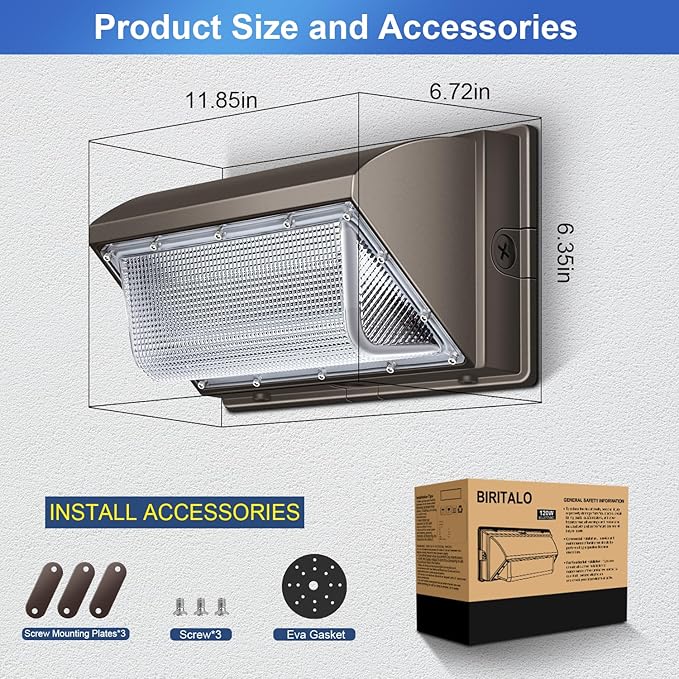 LED Wall Pack Lights Outdoor Dusk to Dawn Photocell 800W Eqv Bright 18000LM LED Exterior Buildings Security Lighting 5000K 120W LED Flood Wall Light 100V-277V IP65 Waterproof for Yard 6 Pack