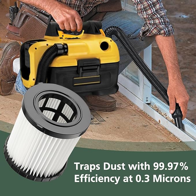 DCV580H DCV581H Vacuum Replacement Filter for DEWALT 20V MAX Wet/Dry VAC DCV580H (Cordless) DCV581H DCV5801H Portable Shop Vac Vacuum 2 Gallon Tank Capacity, Washable and Reusable Hepa Filter, 4 Pack