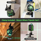 Laser Level 360 Self Leveling Green Laser with 1M Tripod & Clamp Mount Included – Complete Laser Leveler Kit for Construction & DIY – Angulear