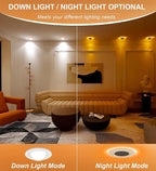 CLOUDY BAY [4 Pack] 6 inch 5 Color Swivel LED Gimbal Recessed Light with Night Light,12W CRI80+ 950LM,2700K/3000K/3500K/4000K/5000K，Canless Angled Adjustable Ceiling Downlight, White Finish