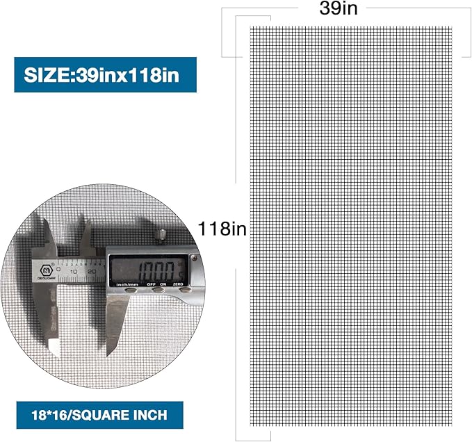 NeatiEase Window Screen, 39"x118" Adjustable Flexible Fiberglass Screen Door Mesh - DIY Replacement Kit for Patio Porch Door Windows and Sliding Screen Doors(Gray)
