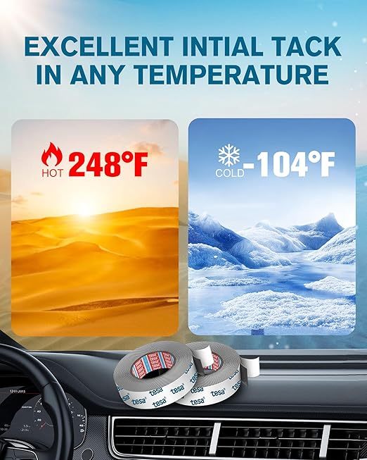 Tesa Double Sided Tape Heavy Duty 0.78in x 18ft 6703, Adhesive Mounting Tape Waterproof, Strong Foam Tape for Walls, Extreme Temp Resistant No Residue Removal Two Sided Tape for Auto, Home, Office