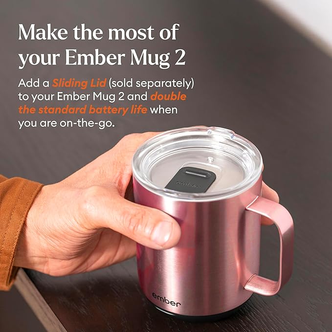 Ember Temperature Control Smart Mug 2, 10 Oz, App-Controlled Heated Coffee Mug with 80 Min Battery Life and Improved Design, Rose Gold