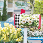 Buffalo Plaid Daisy Magnetic Mailbox Cover - Spring Summer Floral Farmhouse Welcome - Standard Size 25.5 x 21 Inch Waterproof Post Box Wraps for Garden Yard Decor Outdoor