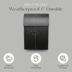 NACH French Mailboxes for Outside Wall Mount, 15 x 9.5 x 4 inches, Black Wall Mounted Mailbox and Newspaper Holder, Waterproof Mailbox for Door - The Milano Mailbox