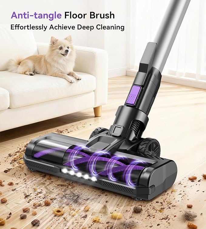 S10 Cordless Vacuum Cleaner, 55Kpa 60mins Lightweight Stick Vacuum with Powerful Suction for Home, Rechargeable, Self-Standing, Handheld Vacuum Cleaners for Hardwood Floors, Carpets, Pet Hair