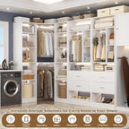 Large Corner Closet System with 3 Sets, 87.2" Closet Organizer System with 4 Drawers & 4 Hanging Rods, Reversible L Shaped Walk-in Closets, Load 2000+LBS, White (87.2" L x 39.2" W x 80" H)