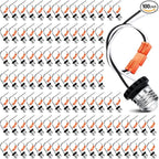 Zhengmy 100 Pcs E26 Socket Adapter, Medium Base Male Screw in Light Socket Pigtail for LED Recessed Lights