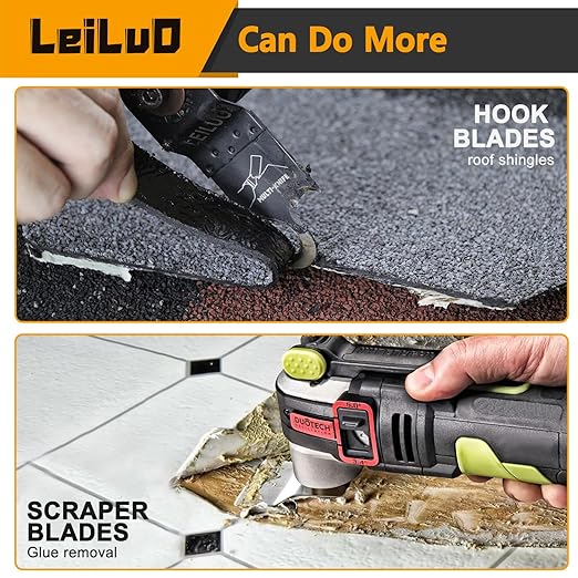 LEILUO 156 Pcs Multitool Blade Kits Oscillating Tool Cutting Sanding and Scraping Accessories with Storage Bag Oscillating Saw Blades Compatible with DeWalt Makita Dremel and More