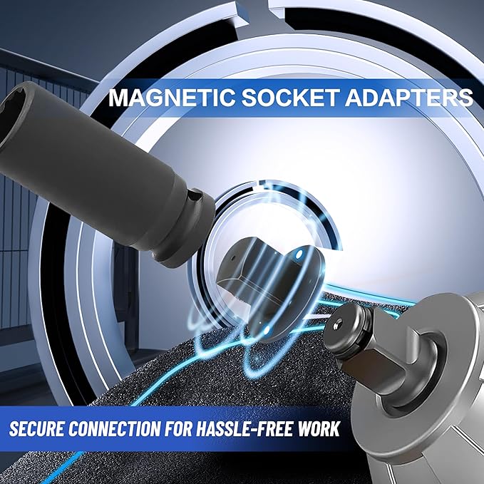 Socket Adapter Set, 4PC Low Profile Impact Ratchet Adapter Kit for Tight Spaces - Includes 3/4" to 1", 1/2" to 3/4", 1/2" to 3/8", 1/4" to 3/8" Drive Size Converters