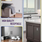 ENERLITES Decorator Receptacle Outlet with Wall Plate, Tamper-Resistant, Gloss Finish, Residential Grade, 3-Wire, Self-Grounding, 2-Pole, 15A 125V, UL Listed, 61501-TR-GYWP, Gray