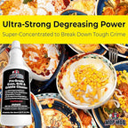 Commercial Grill and Oven Cleaner 32Oz Concentrate 1pk. Heavy-Duty Fast-Acting Degreaser Solution Removes Carbon, Grime, Burnt Food and Oil for Griddles Fryer Baskets and Kitchen Cooking Surfaces.