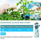 DLY Gardening Gloves for Women, Rose Gloves Gardening Thorn Proof, Long Garden Gloves for Women, Breathable & Durable Leather Gauntlet(Medium, Light Blue)