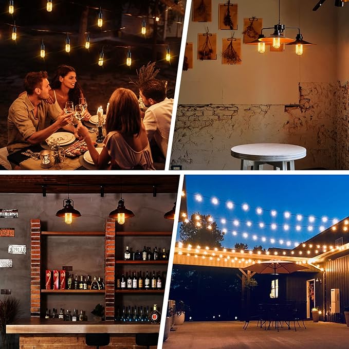 Edison Bulbs,6-Pack Vingtage Filament Light Bulb,T45 2700K Warm Light 40 Watt,110V-130V E26/E27 Base Dimmable Decorative Antique Screw Light Bulbs for Home Lighting Fixtures