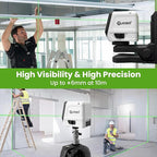 Laser Level, Self Leveling Green Cross Line Lazer Level, Lazer Leveler Tool for Picture Hanging with Brightness Adjustment, Magnetic Bracket Carrying Case Battery Included