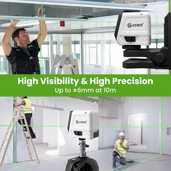Laser Level, Self Leveling Green Cross Line Lazer Level, Lazer Leveler Tool for Picture Hanging with Brightness Adjustment, Magnetic Bracket Carrying Case Battery Included
