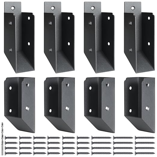 201 Stainless Steel 2" x 4" (1 ½" x 3 ½" Actual) Deck Railing 37.5°Stair Connectors, for Deck Railing Stair Handrail Connection Installation Deck Railing Bracket (4 Pair-Black)
