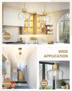 Emak Modern Gold Pendant Lights Kitchen Island, 10 Inch Large Pendant Light Fixtures with Clear Glass Shade for Kitchen, Dining Room, Entrance, PL126-GD-CG