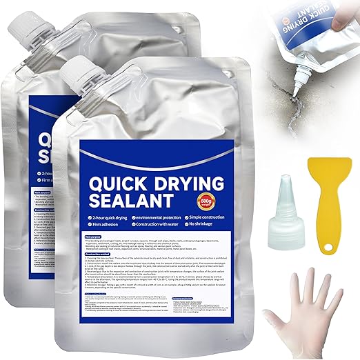 Concrete Crack Filler and Sealant, Quick Drying High Elasticity Cement Crack Filler, Waterproof Repair, Self-Leveling Concrete Slab Repair for Driveway, Patio (Black, 35.27 OZ)