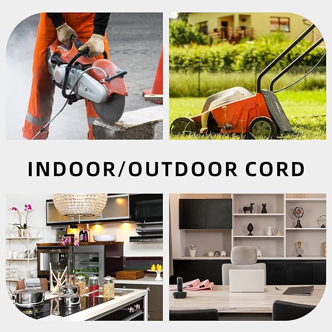 25ft Outdoor Extension Cord for Christmas Decorations - 16/3 Heavy Duty SJTW Waterproof Gray Electrical Cable with 3 Prong Grounded Plug for Safety, Great for Lawn and Major Appliances