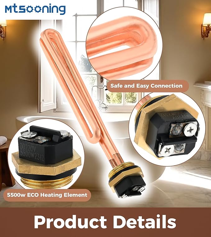 Mtsooning HE 55220 Water Heater Element Replacement for Eco Smart ECO POU 6,ECO 8, ECO 11,Rheem,Eemax,Richmond Electric Tankless Water Heater, 5.5KW 220V/ 6KW 240V 2PCS
