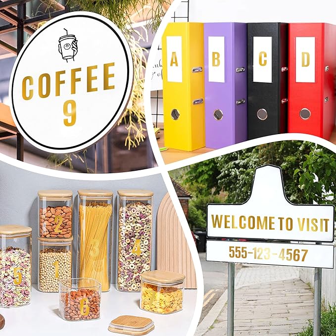 2142 PCS 42 Sheets Letter Stickers Mailbox Numbers and Letters Self Adhesive Vinyl Waterproof Alphabet Number Stickers for Mailbox Address,Craft,Water Bottles, Sign, Door, Home Decor (2 Inch,Gold)