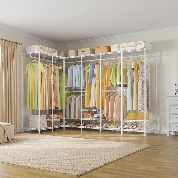 VIPEK V70 Extra Large Clothes Rack Heavy Duty Clothing Rack, Freestanding Wardrobe Metal Closet for Hanging Clothes, Bedroom Organizer and Storage, Max Load 1670lbs, White