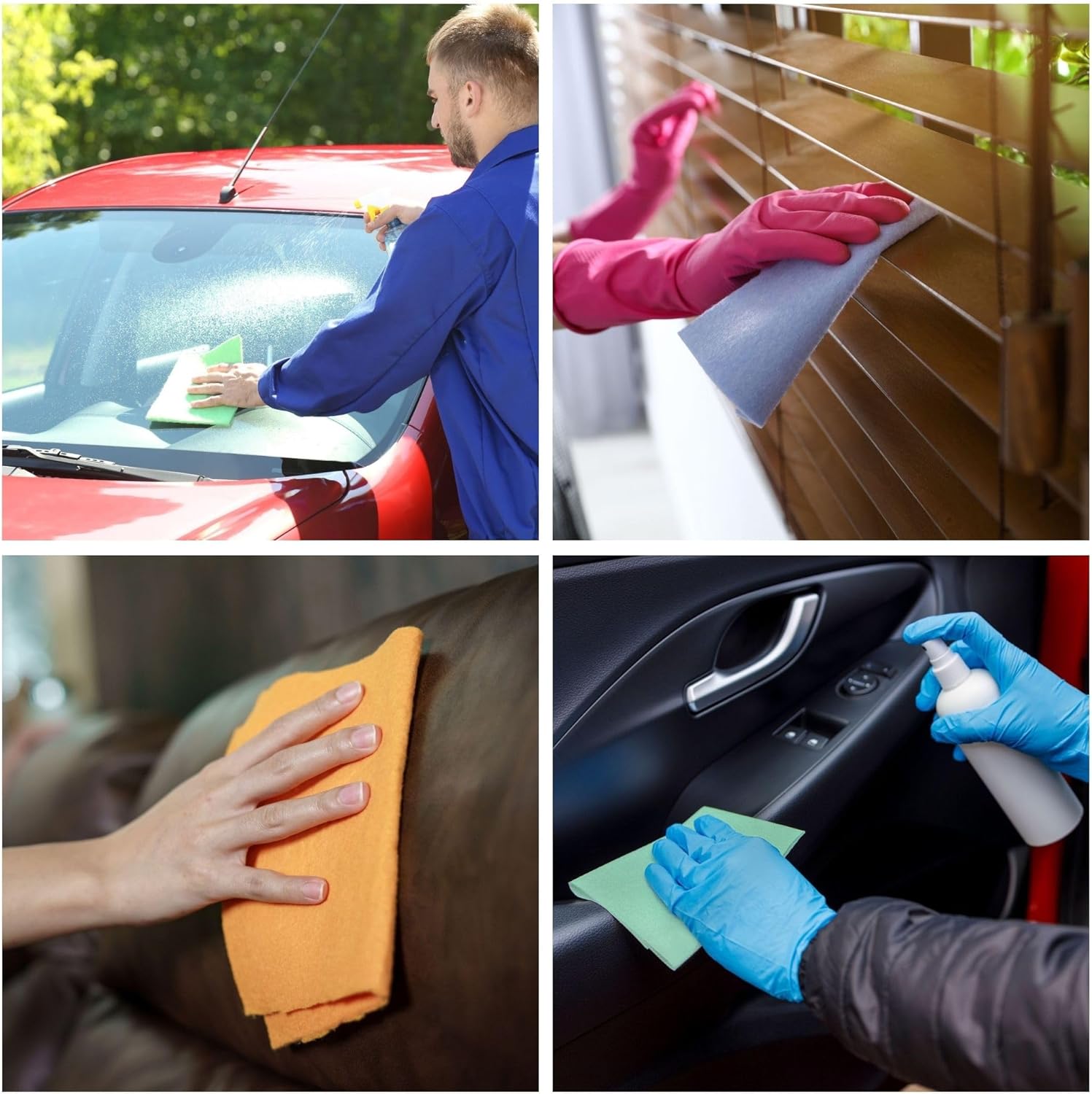 10 Pack Extra Large Original German Holiday Shammy Cloths Chamois Towels Super Absorbent for Pets, Parenting Tool Cleaning for Home and Commercial Use Wholesale Bulk (Red and Green)