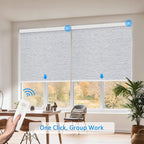 Motorized Blinds with Remote Cordless Automatic Motorized Shades Custom Blinds for Windows Smart Curtains Compatible with Alexa Google Home(Blackout Jacquard Grey,W44 x H72in)