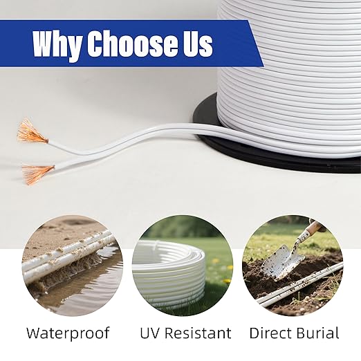 Low Voltage Landscape Lighting Cable 18/2 SPT-1W Bulk Lamp Cord 300-Volt 18-Gauge 250-feet Spool White UL Listed