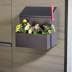 Wall Mount Mailbox with Flower Planter - Black Large Capacity Security Wall Mounted Mailbox - Waterproof Vertical Drop Mail Box Outdoor