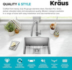 Kraus KHU101-21 Standart PRO 16 Gauge Undermount Single Bowl Set (4 Item Bundle: Sink, Bottom Grid, Drain Assembly, Kitchen Towel), 21 Inch, Stainless Steel