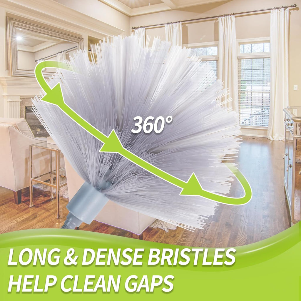 Cobweb Duster with Extension Pole, 100'' Microfiber & Chenille Ceiling Cleaner Kit, Reusable Feather Duster, Bendable, Washable