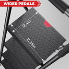 KINGRACK 3 Step Ladder, Sturdy Step Stool with Handrail, Wide Anti-Slip Pedals, 800lbs Max Load Capacity, Folding Step Stool for Home, Kitchen, Black