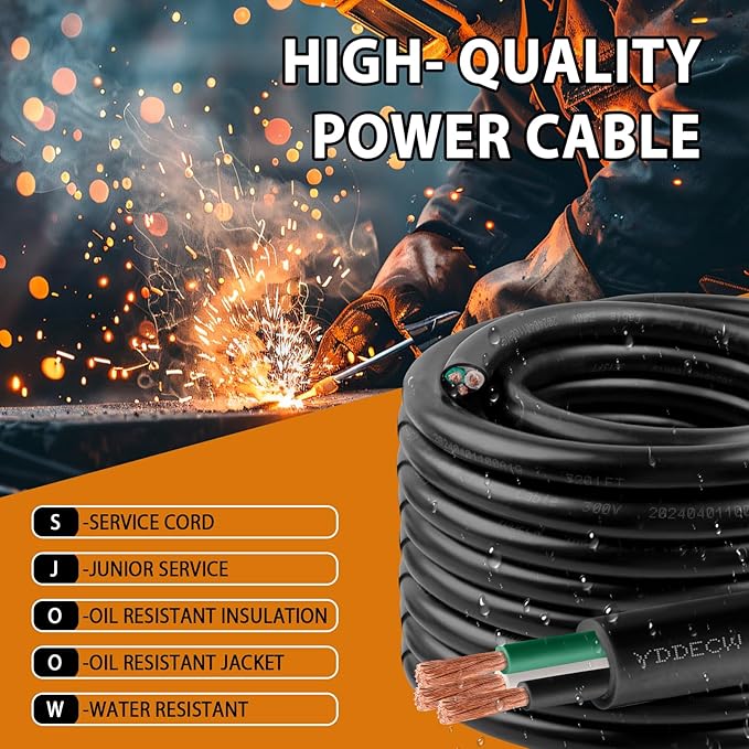 150ft 18/3 18 AWG Portable Power Cable (3 Conductor) - SJOOW 300V 18 Gauge Electric Wire for Motor Leads, Portable Lights, Battery Chargers and Machinery - 3 Conductor - 150 Feet Electrical Cord