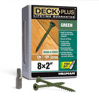 Deck Plus 2 Inch Epoxy Coated Exterior Wood and Fence Screws #8 x 2 Torx/Star Drive Included Coarse Thread, Outdoor Rust Resistant Decking Screw, Green, 1lb Box, 125 Pieces | 48399
