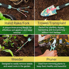 GardenHOME 5-Piece Gardening Tool Set, Durable Floral Garden Tools with Ergonomic Handles and Accessories – Gift Set for Women, Beginners, and Garden Lovers – Ideal for Spring and Summer Gardening