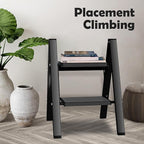 Taranta 2 Step Ladder,Aluminum Lightweight Folding 2 Step Stool with Anti-Slip Wide Pedal, 330lbs Capacity Step Ladder for Household,Kitchen,Office - Black