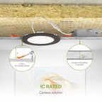 ASD 6 Pack LED Recessed Lighting 4 Inch 12W, 5 CCT 2700K-5000K CRI90+, IC Rated Ultra Thin Dimmable Ceiling Lights with J Box, Canless Wafer Downlight, Round Slim Panel Light, UL Listed, Bronze