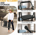 2 Step Ladder, Portable Steel Folding Step Stool with Wide Anti-Slip Pedal & Convenient Handgrip, 500lbs Sturdy Steel Ladder, Black