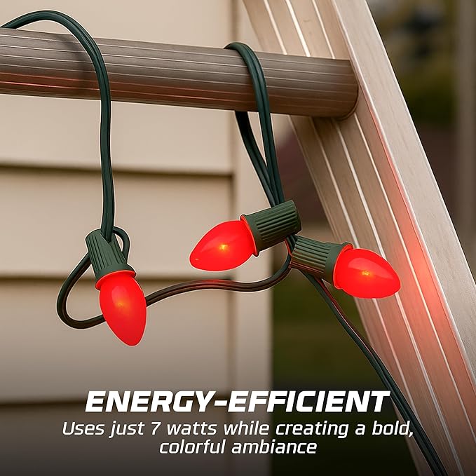 OHLECTRIC Night Light Bulbs (24 Pack – Red), 7 Watt Mini Bulbs – E12 Candelabra Base, Non-Dimmable, 120 Volts – C7 Night Light Lamp Replacement Bulb for Salt Lamps, Window Candles, Holiday Decor