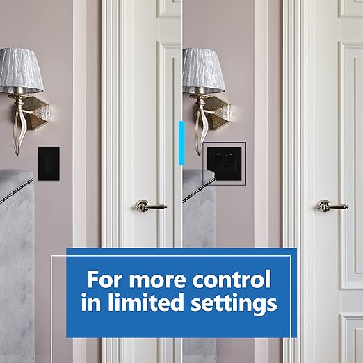 LIDER Minimalist Design Matte Finish Lighted Double Switch, Combination Frameless Decorator Switch with Locator Light, Ground Terminal, Single Pole, 15A 120-277V, UL Listed,Black, 2 Pack